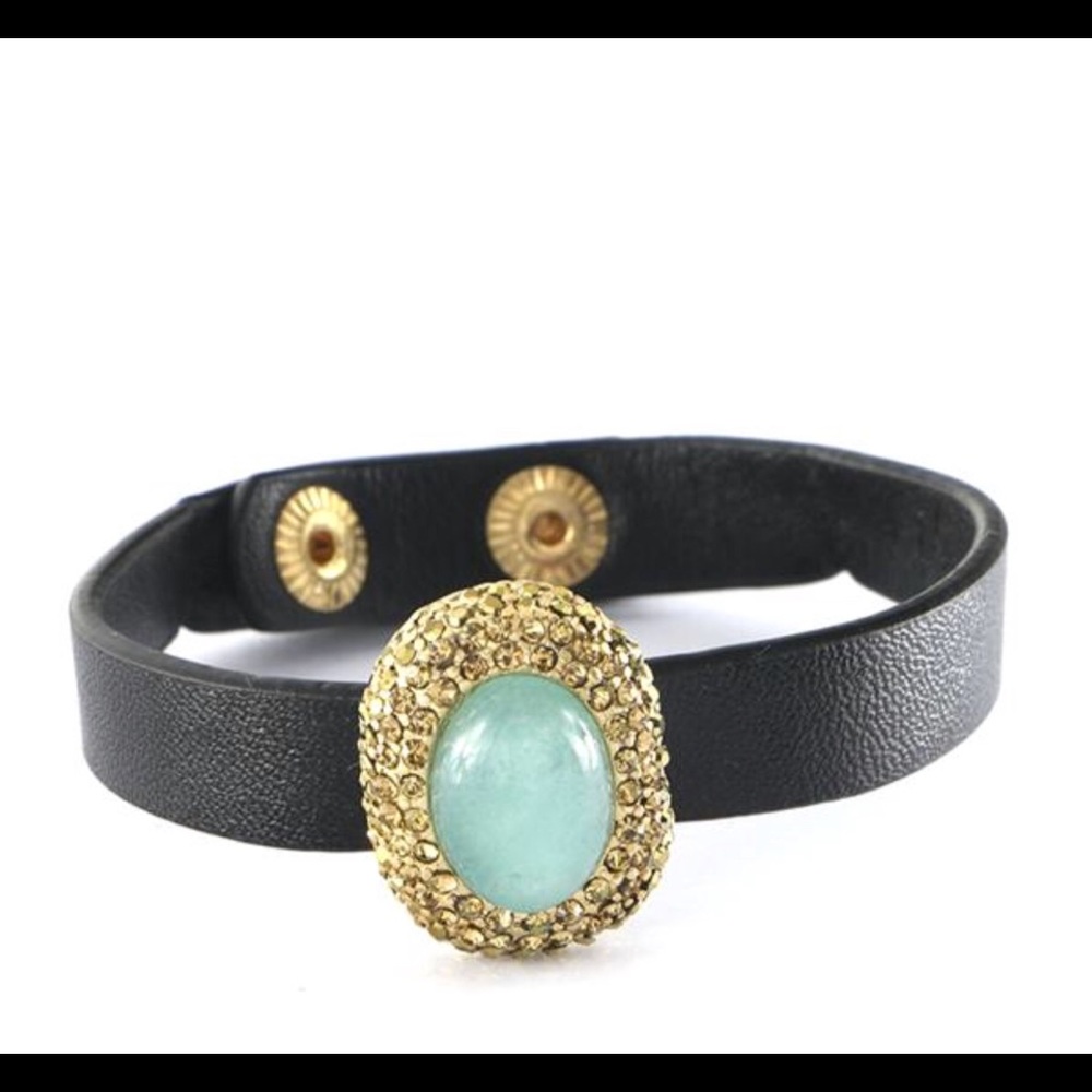 Leather Stone Bracelet